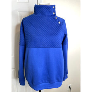 BTFBM Womens Snap Front Pullover Sweatshirt Size Medium Blue New